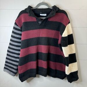 Judy Shop Striped Pull Over Sweater - Black, Red, Cream
